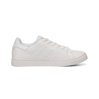 Bluestray Leather Low-Top Sneakers — Classic White Casual Shoes with Subtle Crest Accent