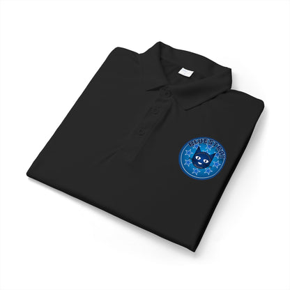 Embroidered Bluestray Cat Patch Polo Shirt — Cute Cat Logo Performance Golf Polo
