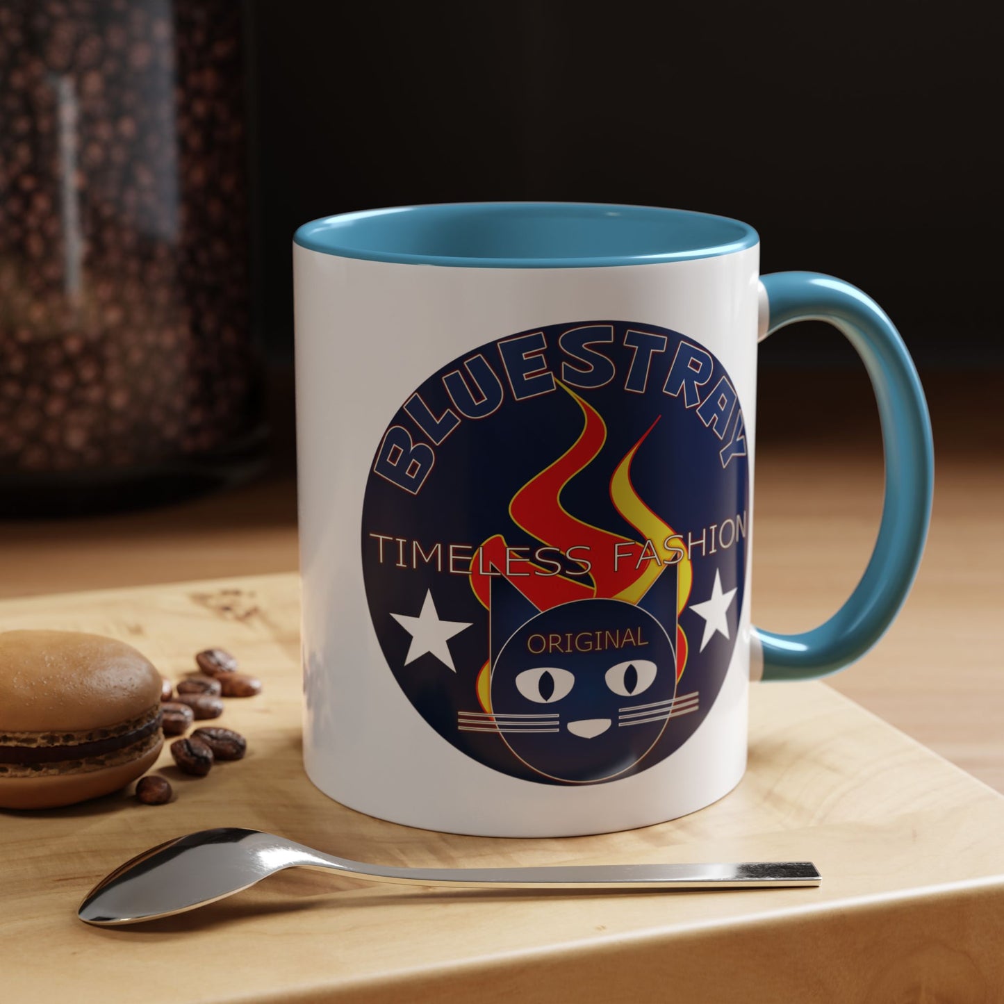 Bluestray Timeless Fashion Accent Coffee Mug — Retro Cat Logo 11/15oz