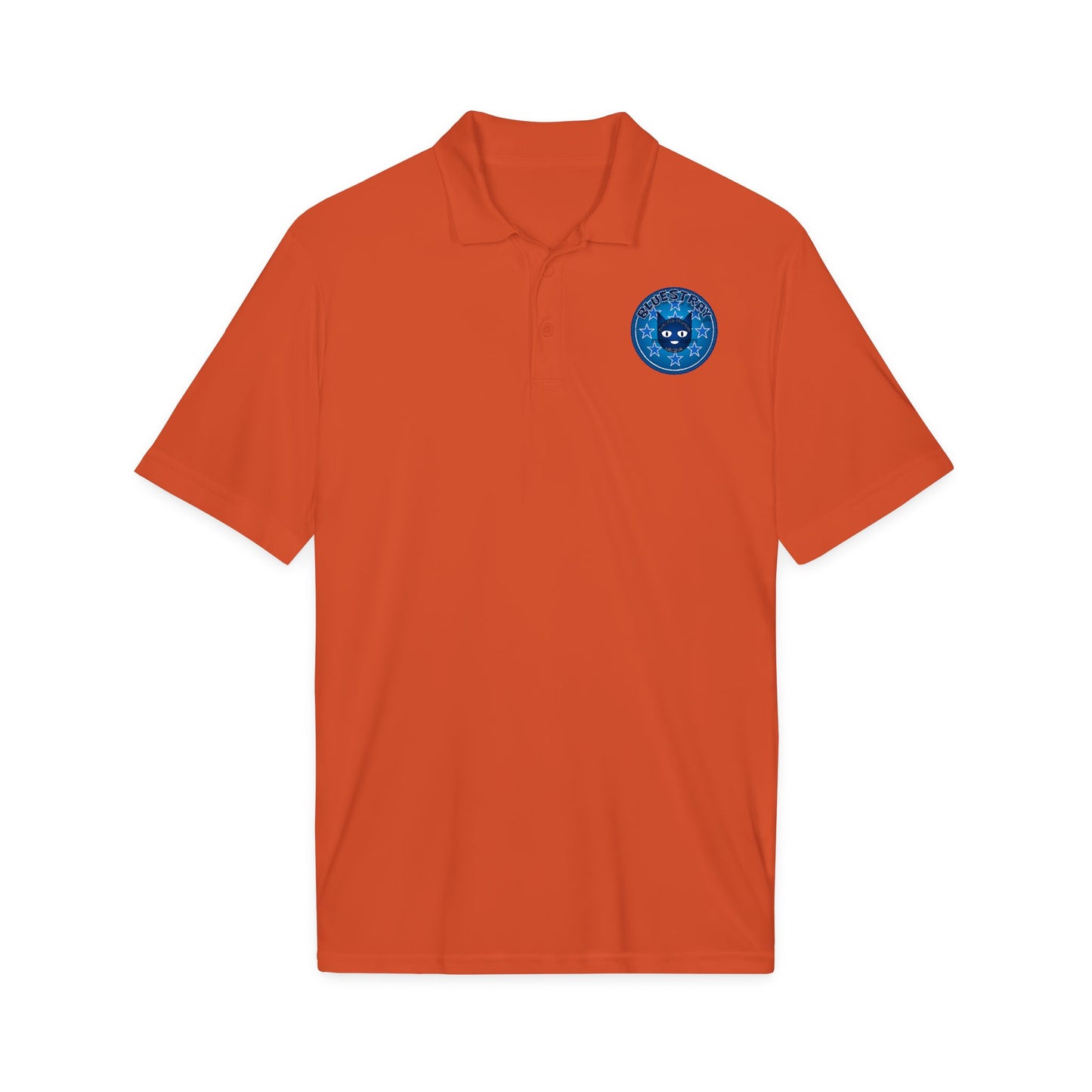 Embroidered Bluestray Cat Patch Polo Shirt — Cute Cat Logo Performance Golf Polo