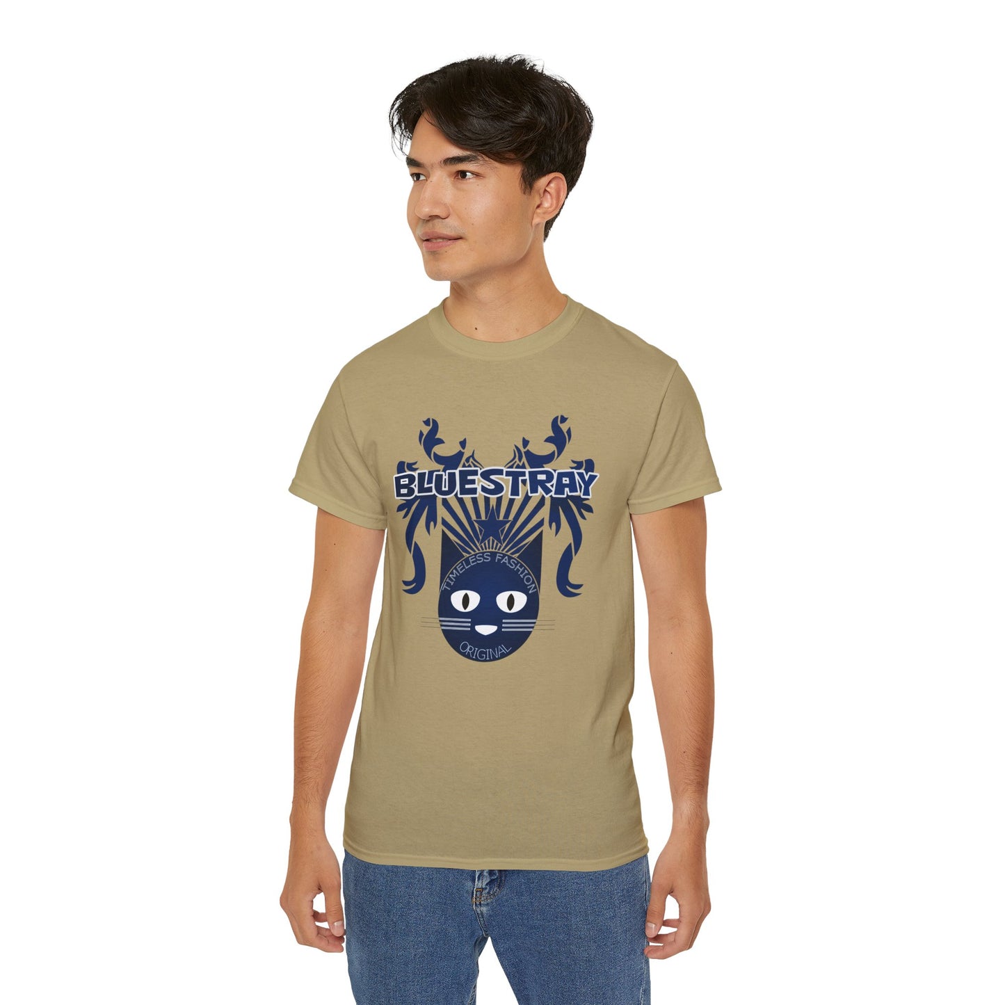 Bluestray Cat Graphic Tee — Retro Nautical Cat Design