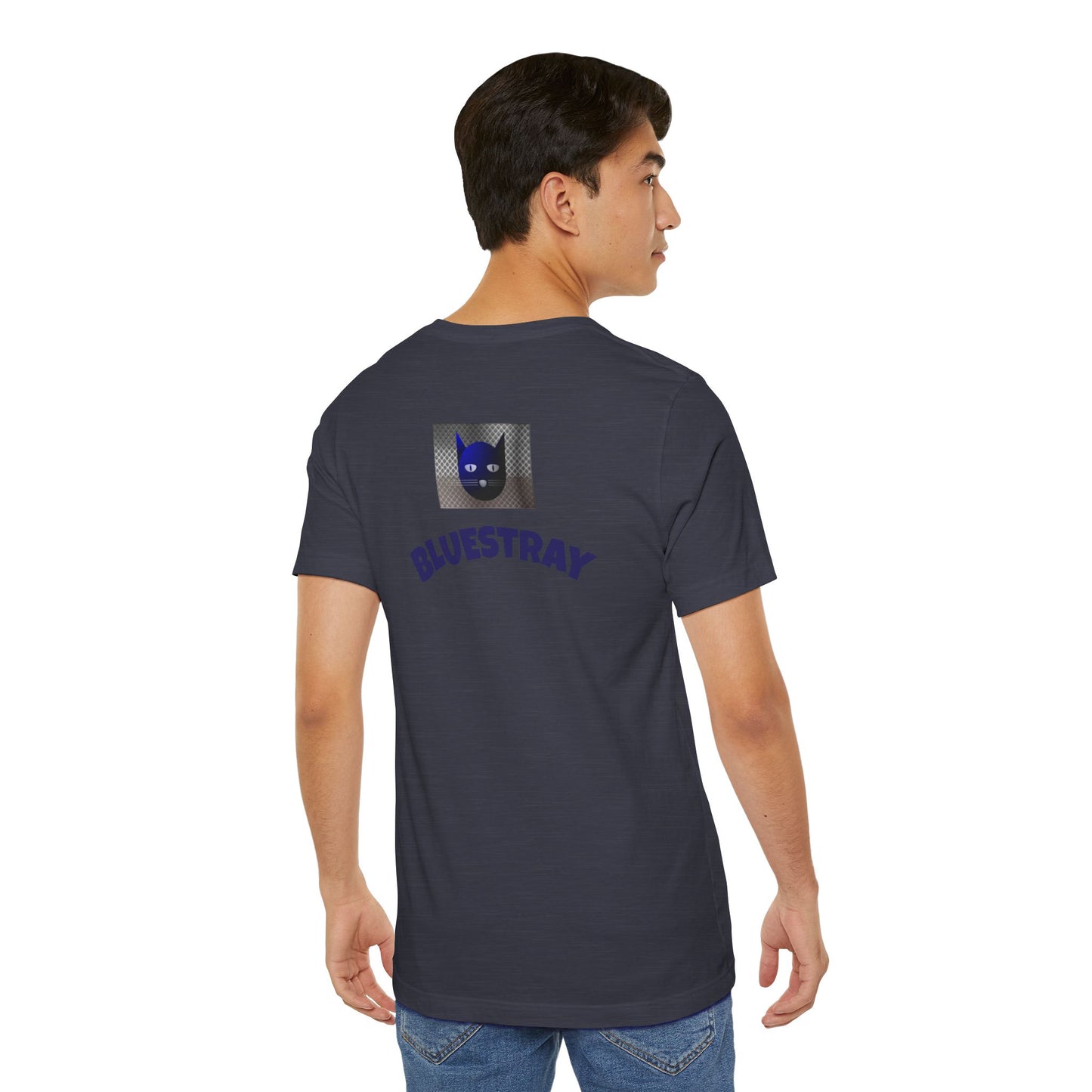Bluestray Cat Graphic T-Shirt — Retro Blue Cat Logo Tee