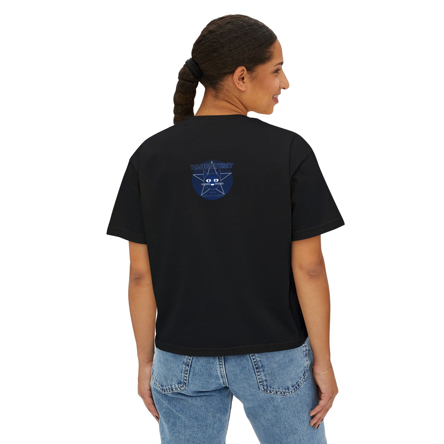 Bluestray Cat Graphic Tee — Women's Boxy Casual Top