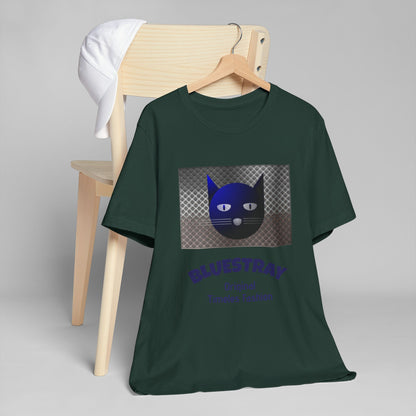 Bluestray Cat Graphic T-Shirt — Retro Blue Cat Logo Tee