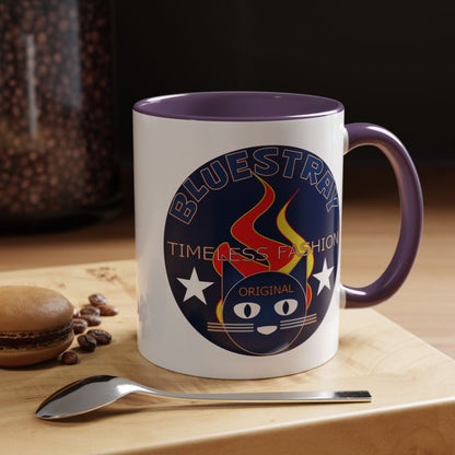 Bluestray Timeless Fashion Accent Coffee Mug — Retro Cat Logo 11/15oz