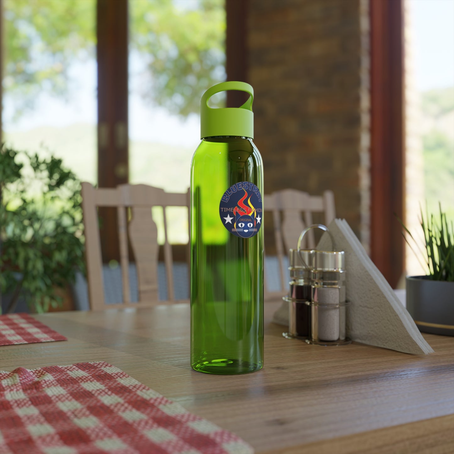 Sky Water Bottle — Clear Reusable Bottle with Nautical Bluestray Logo