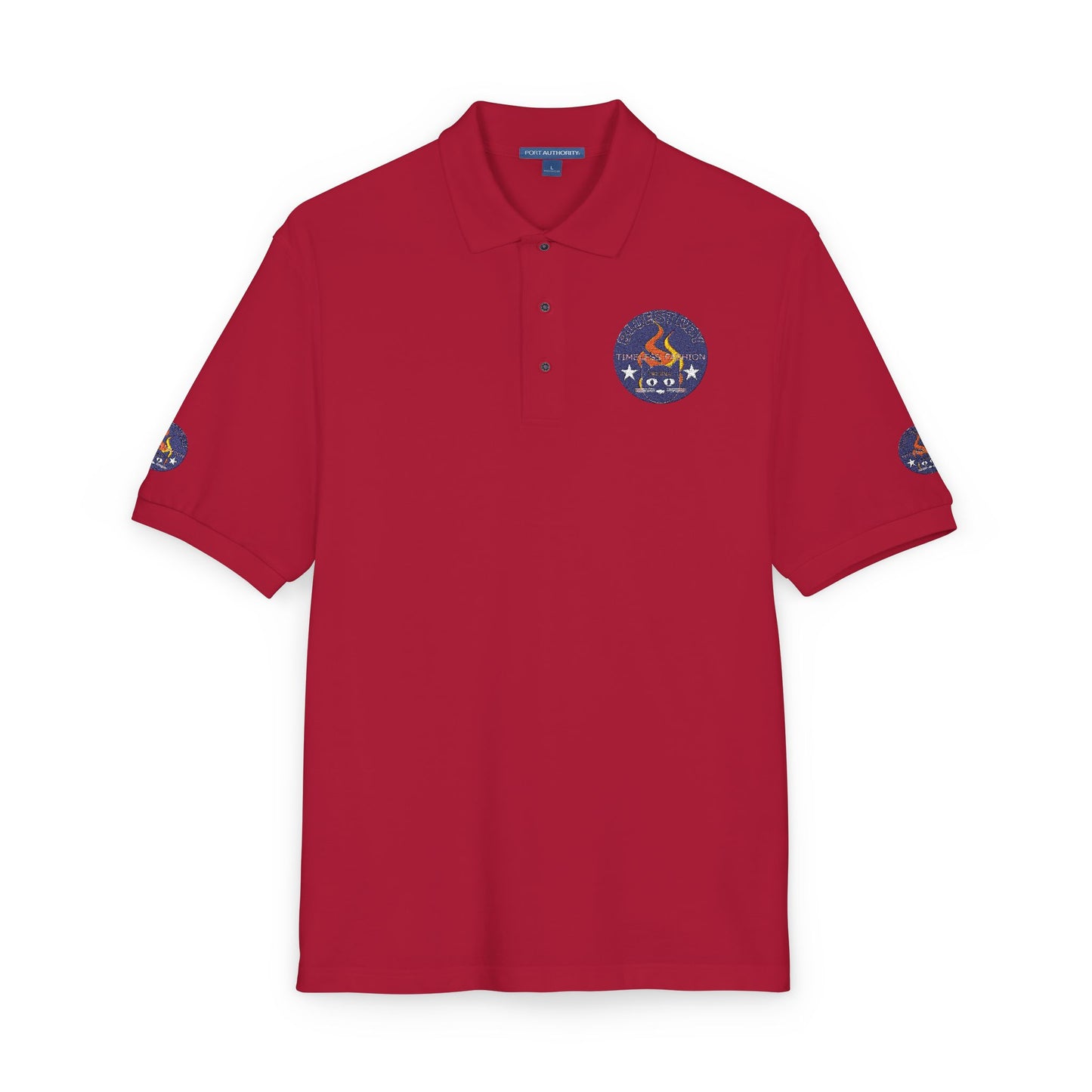 Embroidered Campfire Badge Polo — Outdoor Adventure Bluestray Logo Shirt
