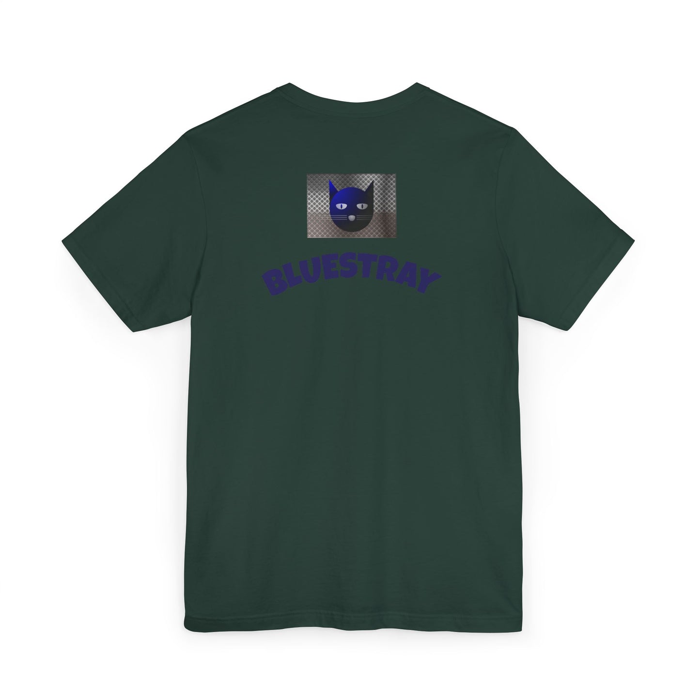 Bluestray Cat Graphic T-Shirt — Retro Blue Cat Logo Tee