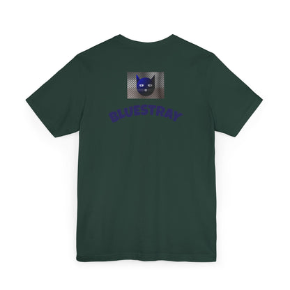 Bluestray Cat Graphic T-Shirt — Retro Blue Cat Logo Tee