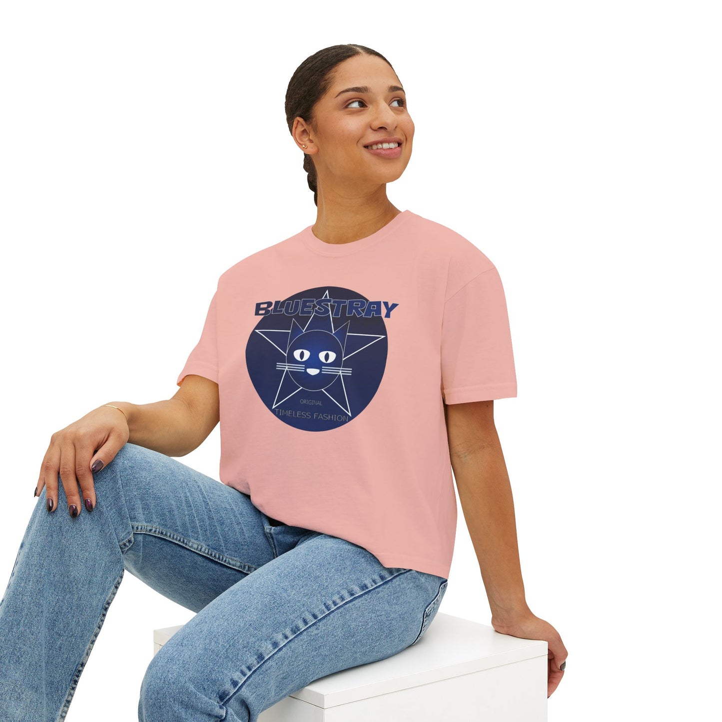 Bluestray Cat Graphic Tee — Women's Boxy Casual Top