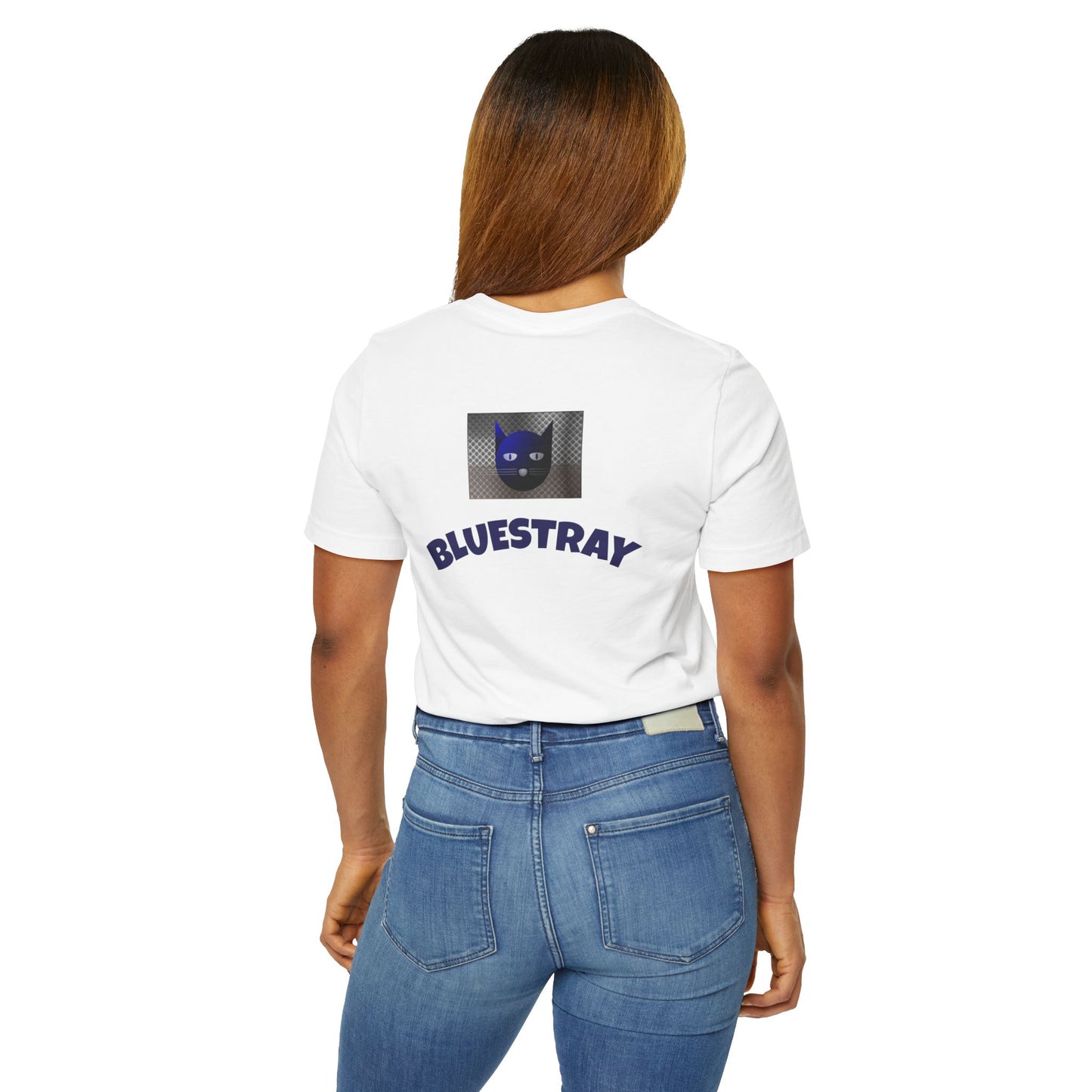 Bluestray Cat Graphic T-Shirt — Retro Blue Cat Logo Tee