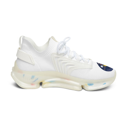 Bluestray Mesh Sneakers — White Knit Trainers with Retro Rocket Patch