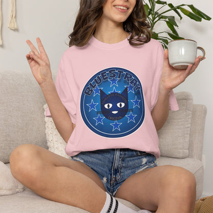 Bluestray Cat Graphic T-Shirt — Retro Star Emblem Tee