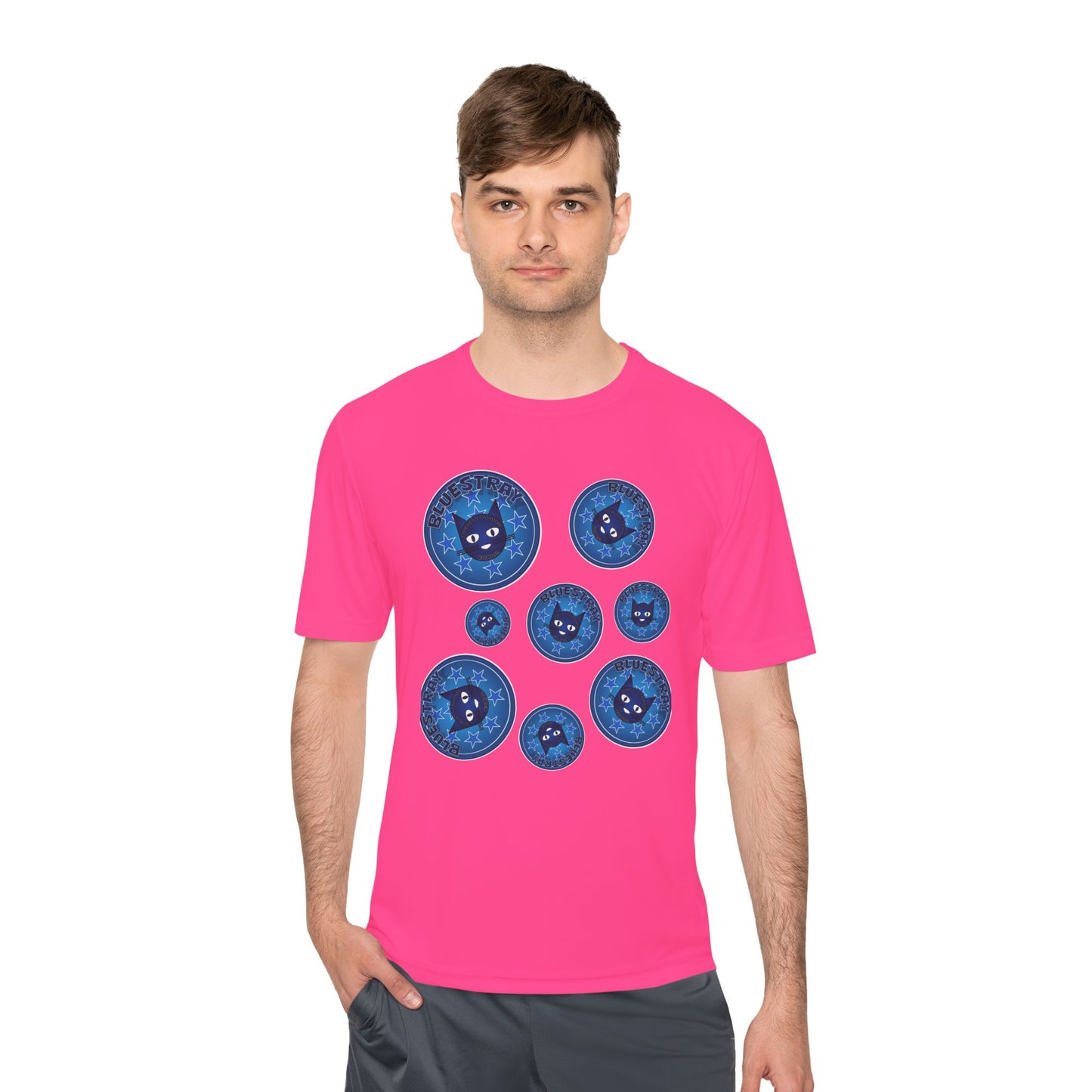 Blue Cat Galaxy Tee — "Bluestray" Graphic Moisture-Wicking Shirt