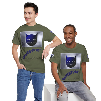 Bluestray Cat Graphic Tee — Retro Blue Cat Design