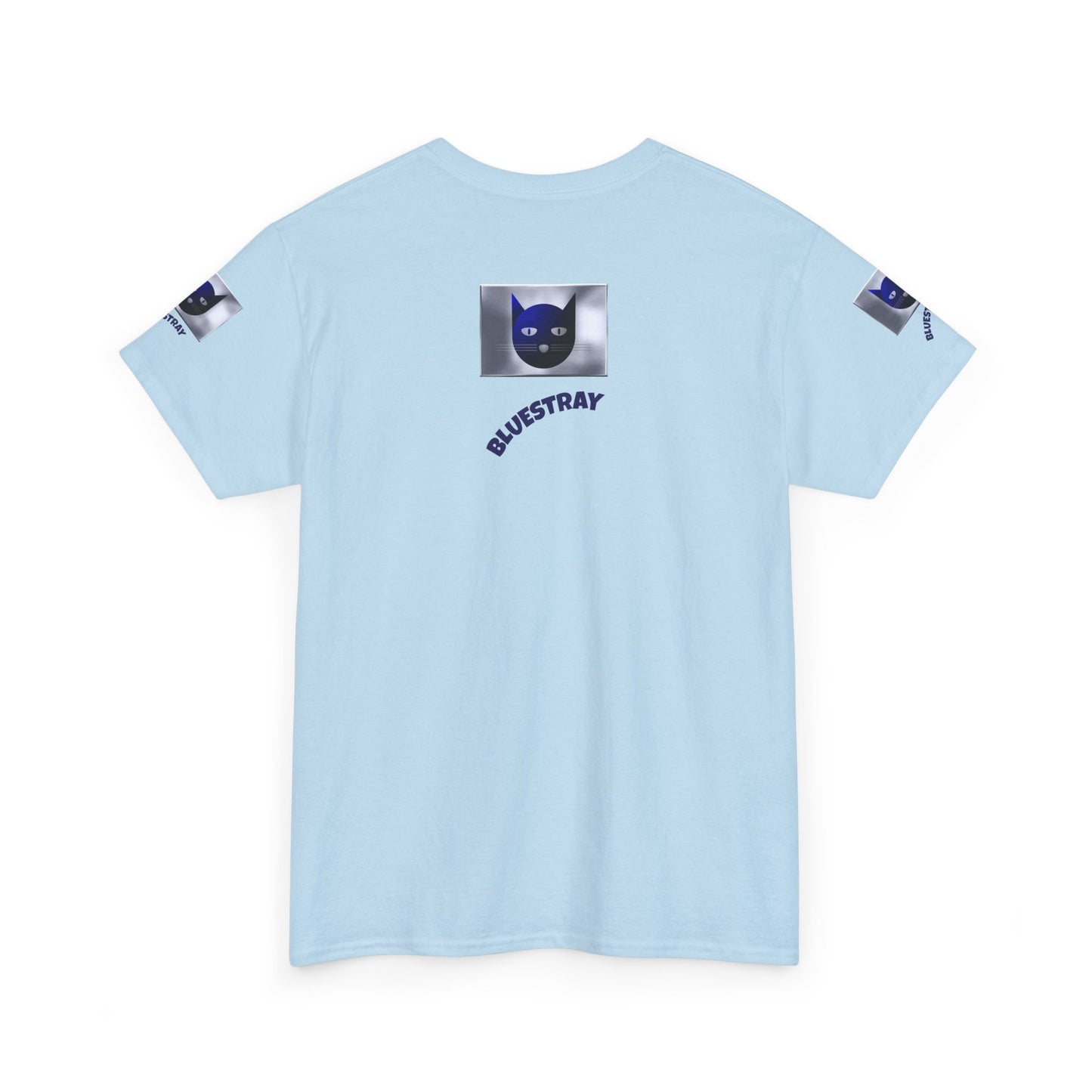 Bluestray Cat Graphic Tee — Retro Blue Cat Design