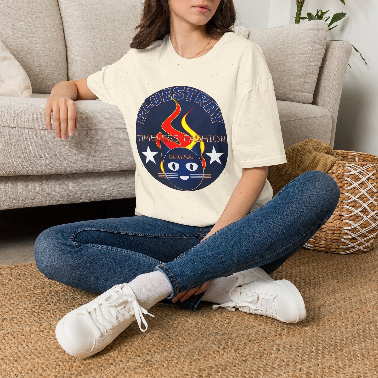 Bluestray 'Timeless Fashion' Graphic T-Shirt — Retro Flame Logo Tee