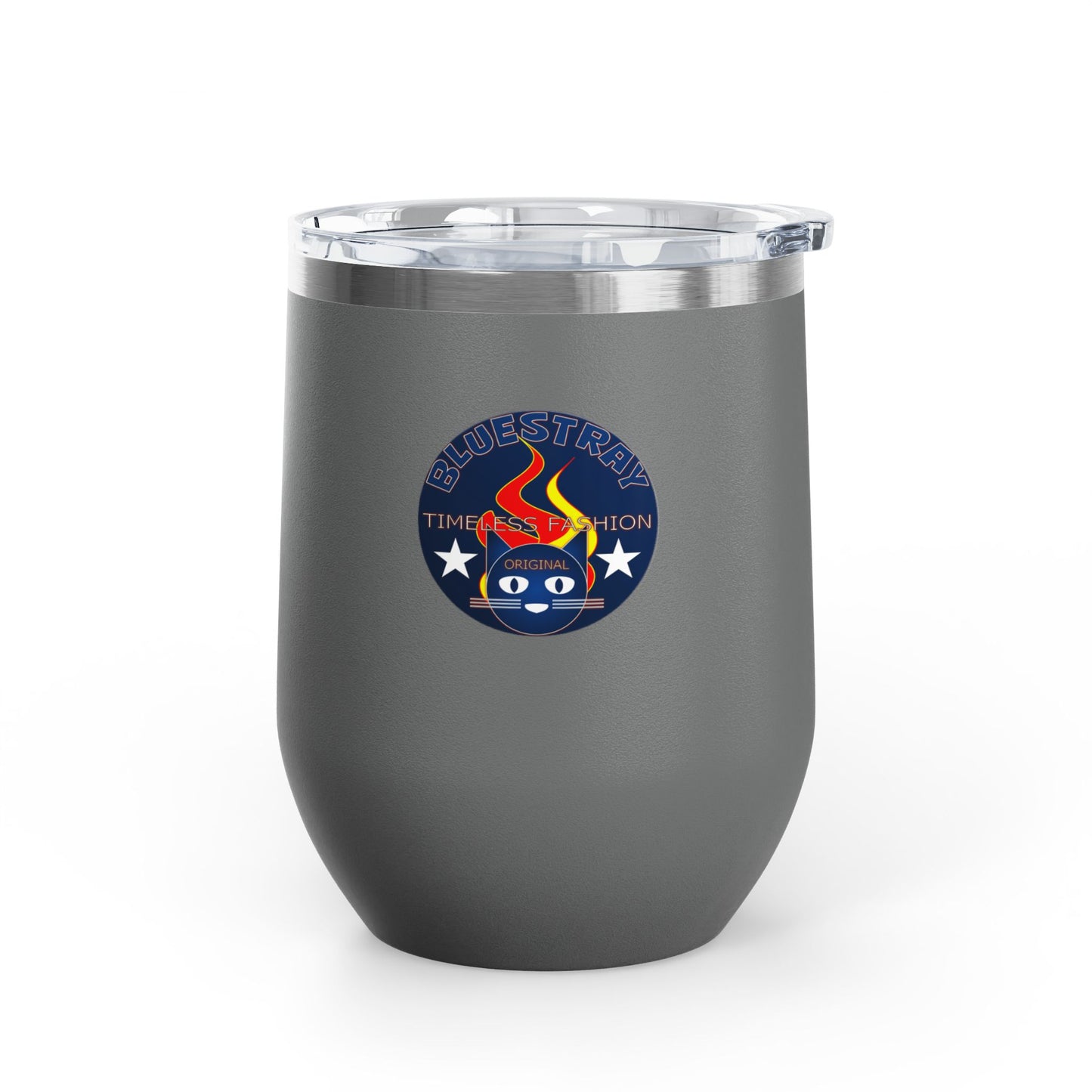 12oz Wine Tumbler — Fire & Flag Bluestray Logo Stainless Insulated Wine Cup many Colors
