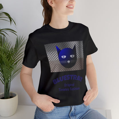 Bluestray Cat Graphic T-Shirt — Retro Blue Cat Logo Tee