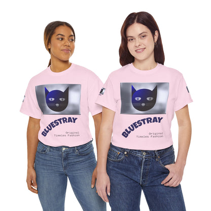 Bluestray Cat Graphic Tee — Retro Blue Cat Design