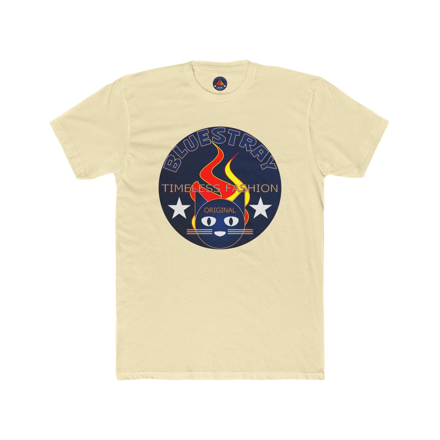 Retro Cat Flame Logo Tee — Bluestay Time & Motion Graphic T-Shirt