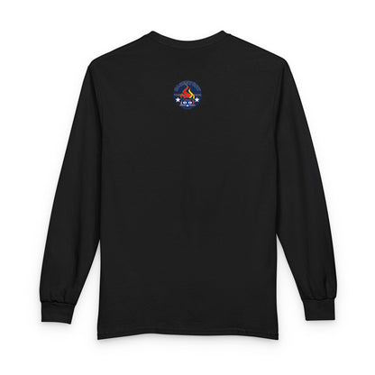Equestrian Bluestray Time & Fashion Long Sleeve Tee — Flame Horse Logo