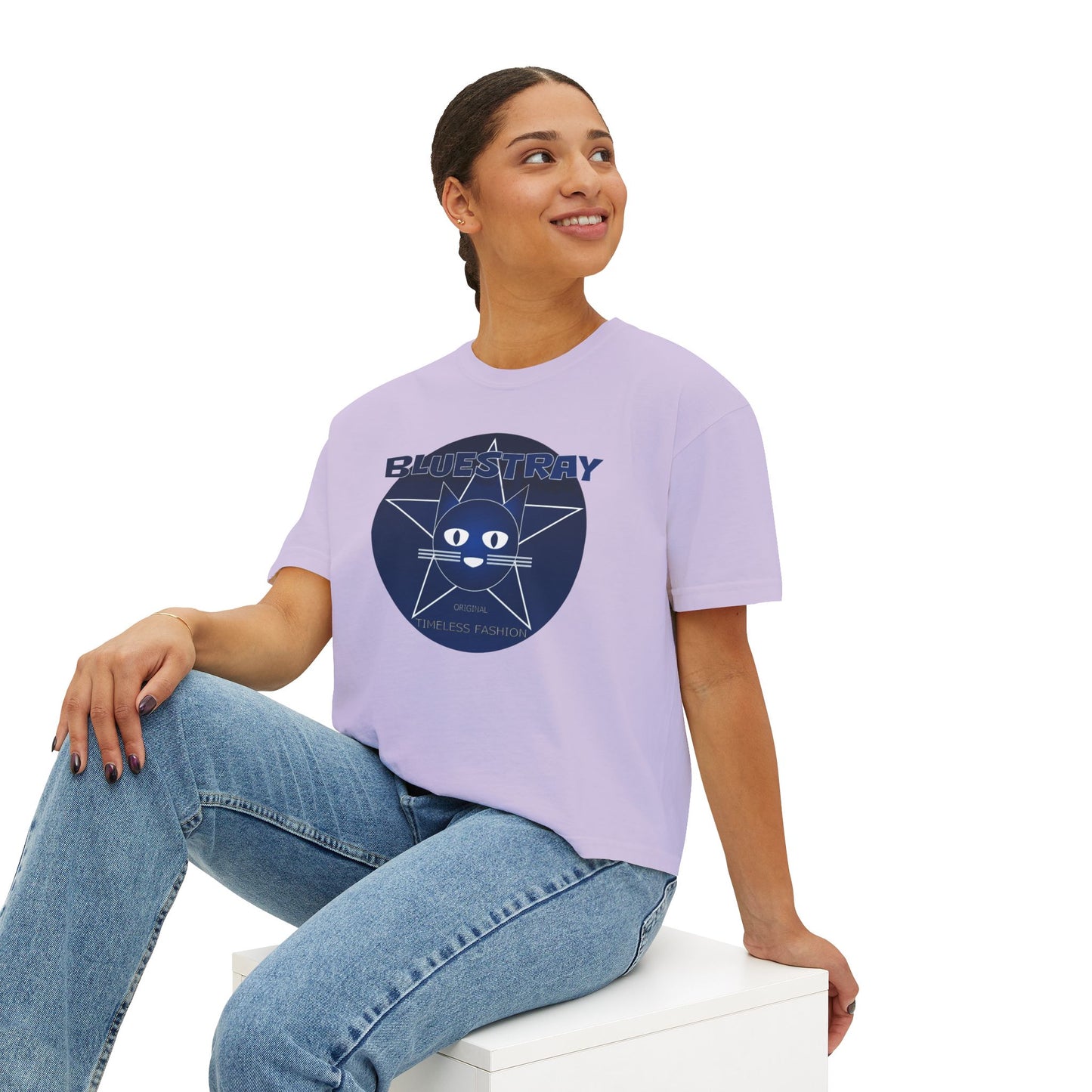 Bluestray Cat Graphic Tee — Women's Boxy Casual Top