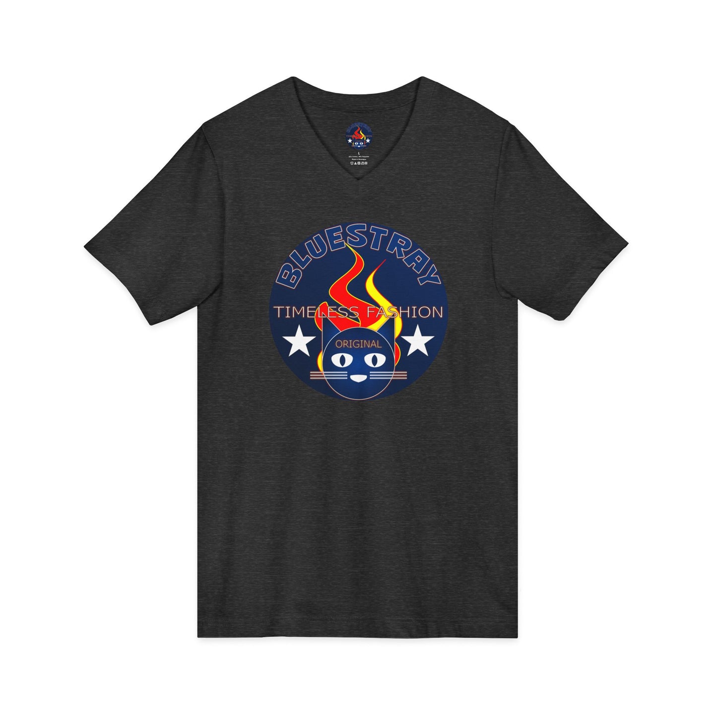 Time Station Equestrian Bluestray Cat V-Neck Tee