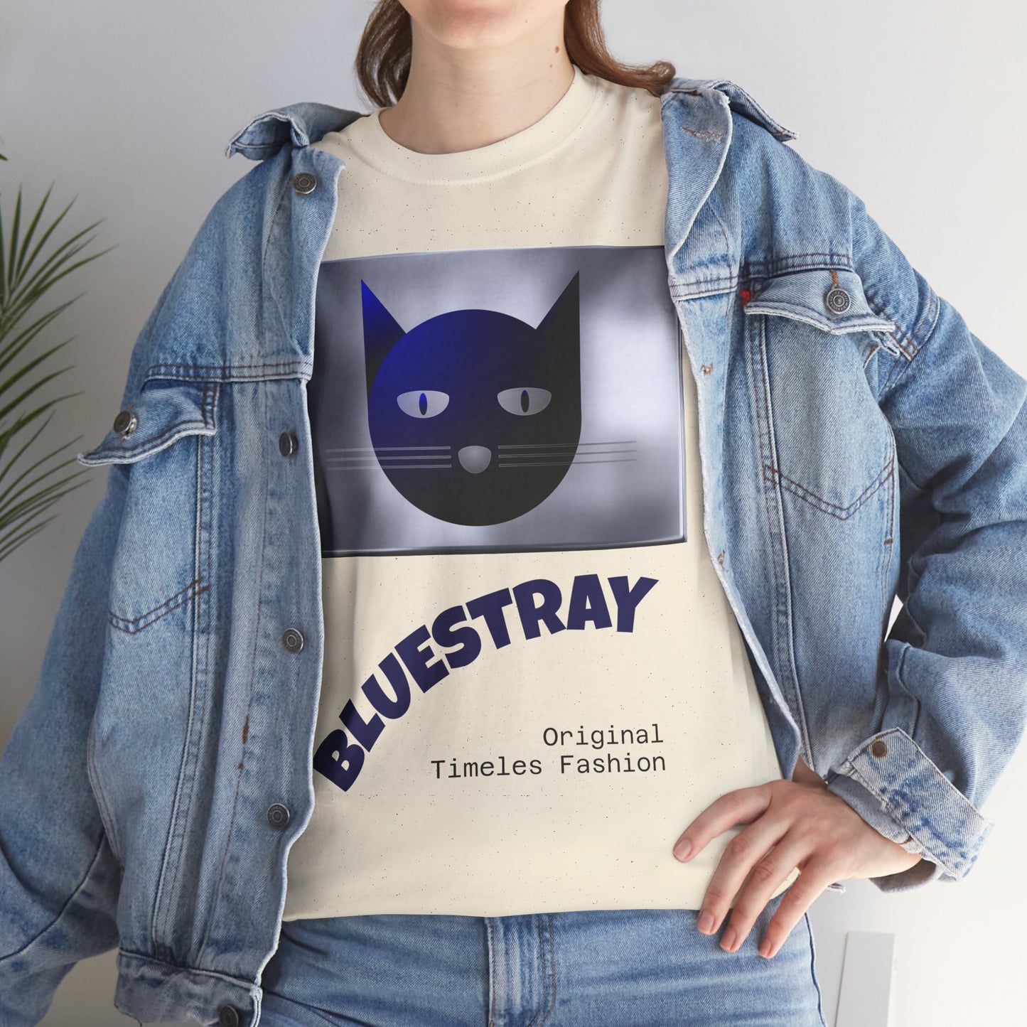 Bluestray Cat Graphic Tee — Retro Blue Cat Design
