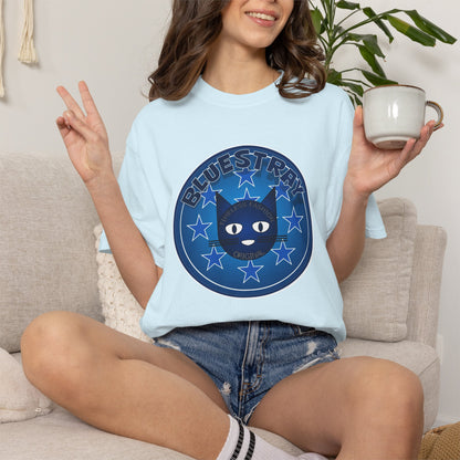 Bluestray Cat Graphic T-Shirt — Retro Star Emblem Tee