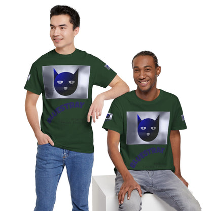 Bluestray Cat Graphic Tee — Retro Blue Cat Design