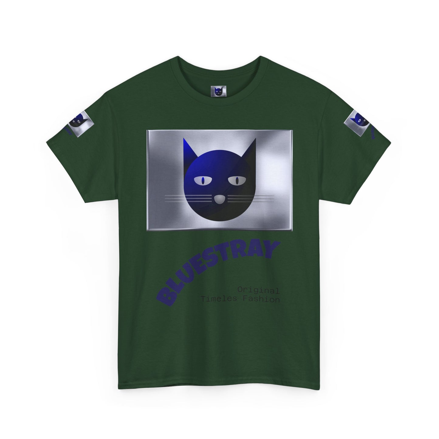 Bluestray Cat Graphic Tee — Retro Blue Cat Design