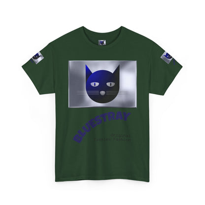 Bluestray Cat Graphic Tee — Retro Blue Cat Design