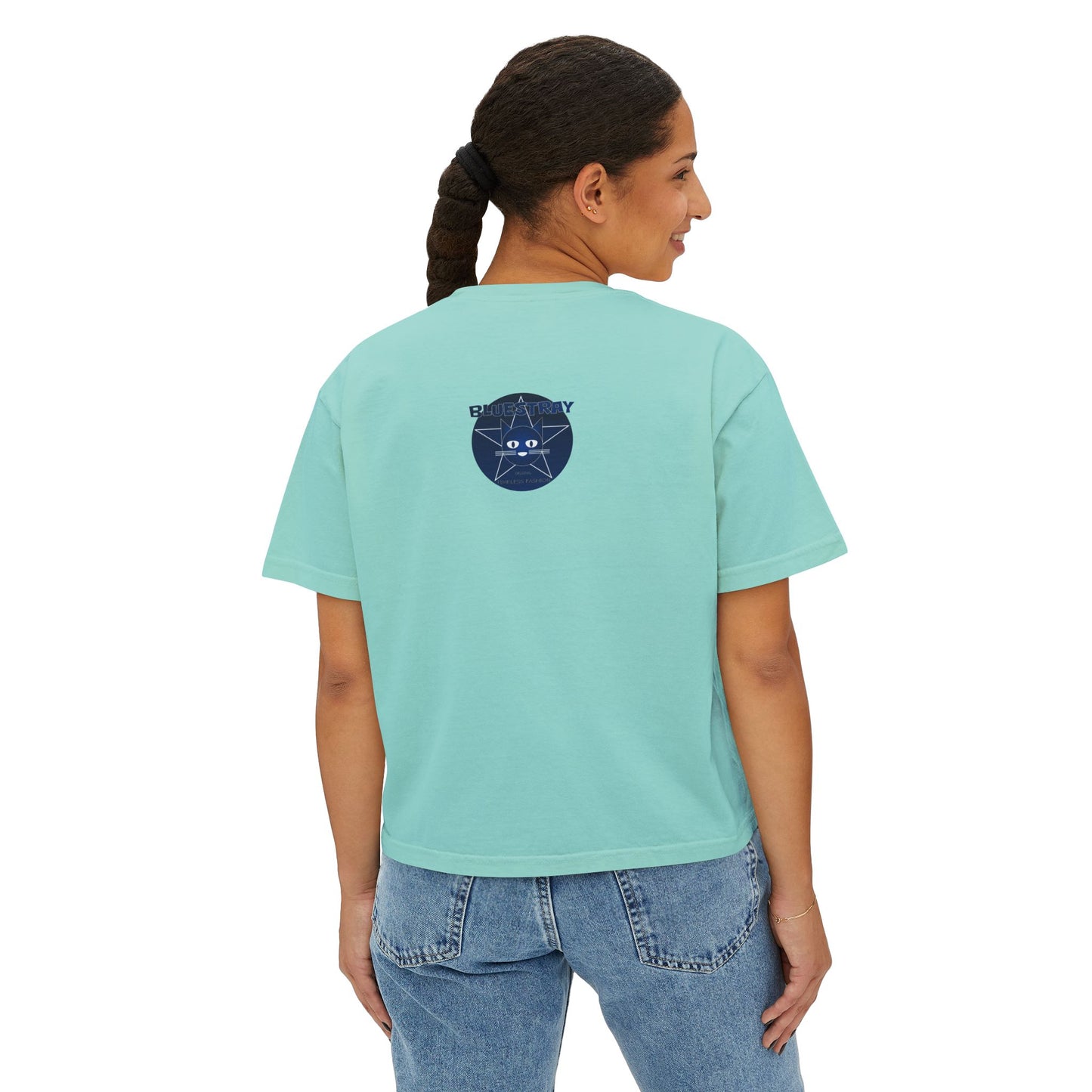 Bluestray Cat Graphic Tee — Women's Boxy Casual Top