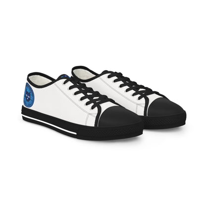 White Low Top Sneakers with Bluestray Patch - Men's Casual Canvas Shoes