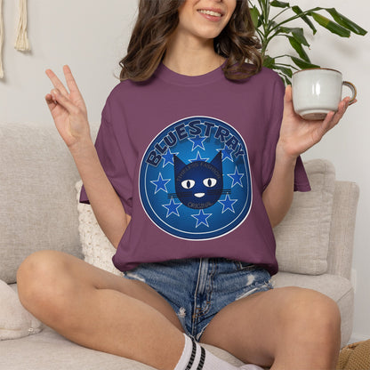 Bluestray Cat Graphic T-Shirt — Retro Star Emblem Tee