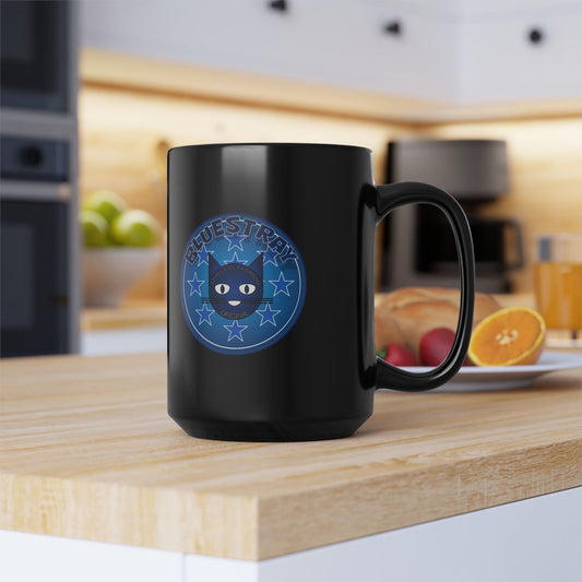 Bluestray Cat Emblem Mug — 15oz Black Ceramic Coffee Cup