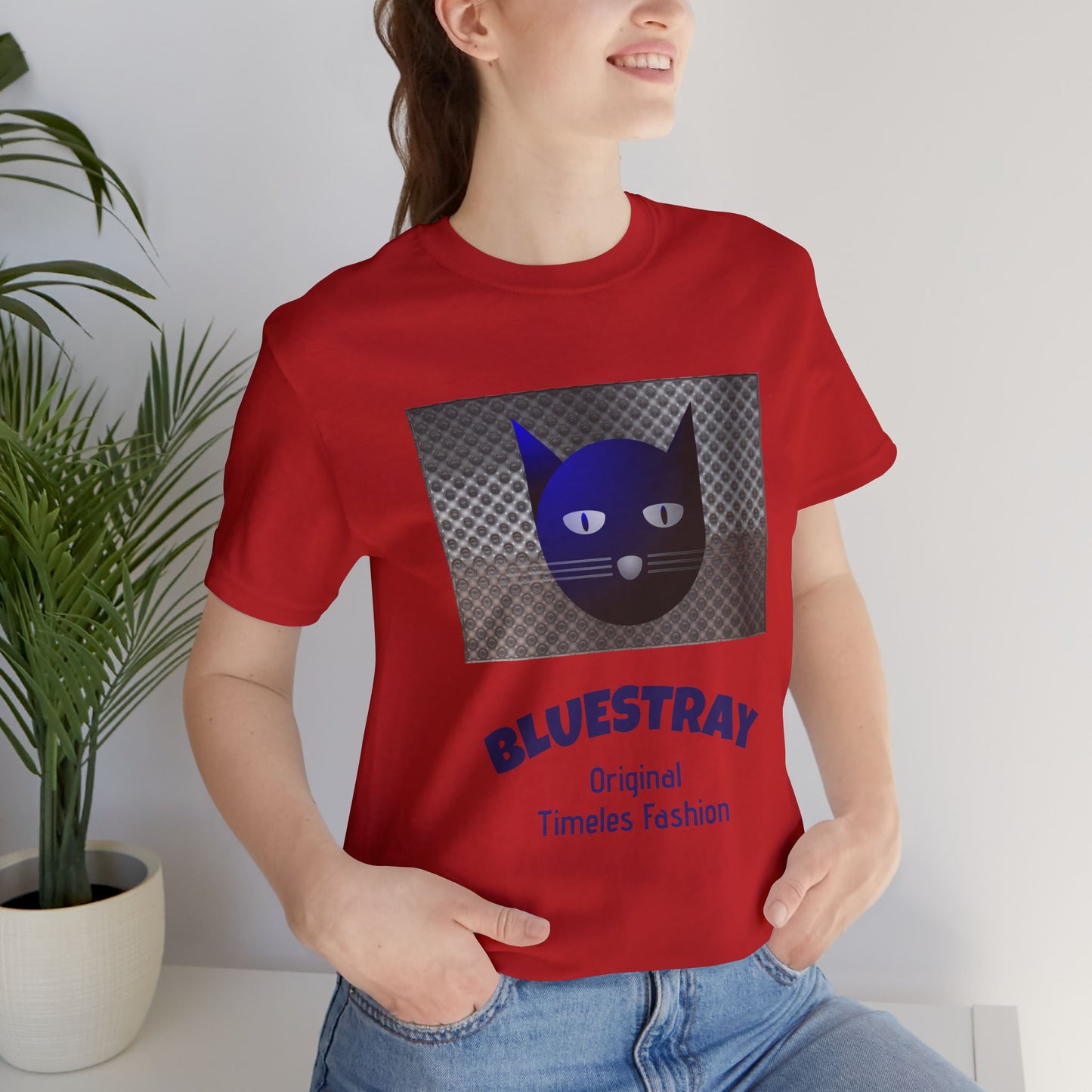 Bluestray Cat Graphic T-Shirt — Retro Blue Cat Logo Tee