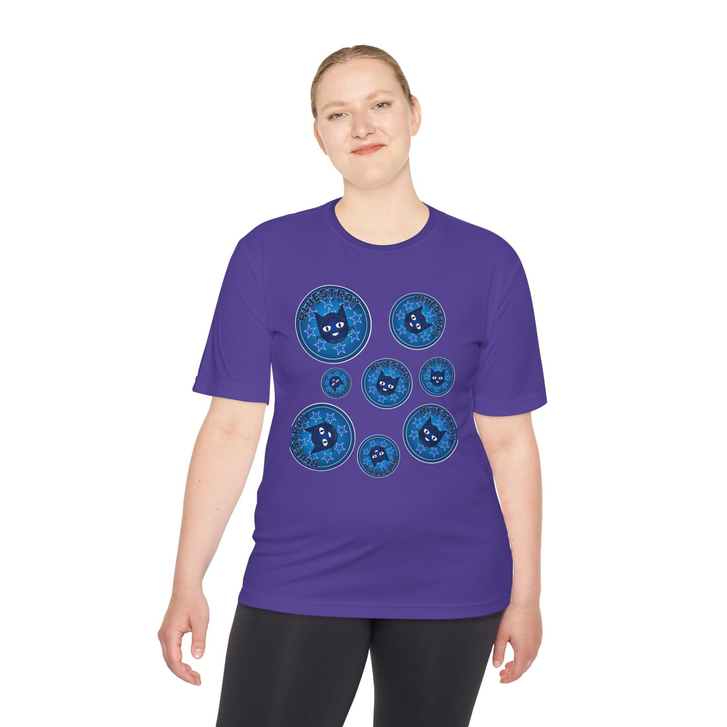 Blue Cat Galaxy Tee — "Bluestray" Graphic Moisture-Wicking Shirt