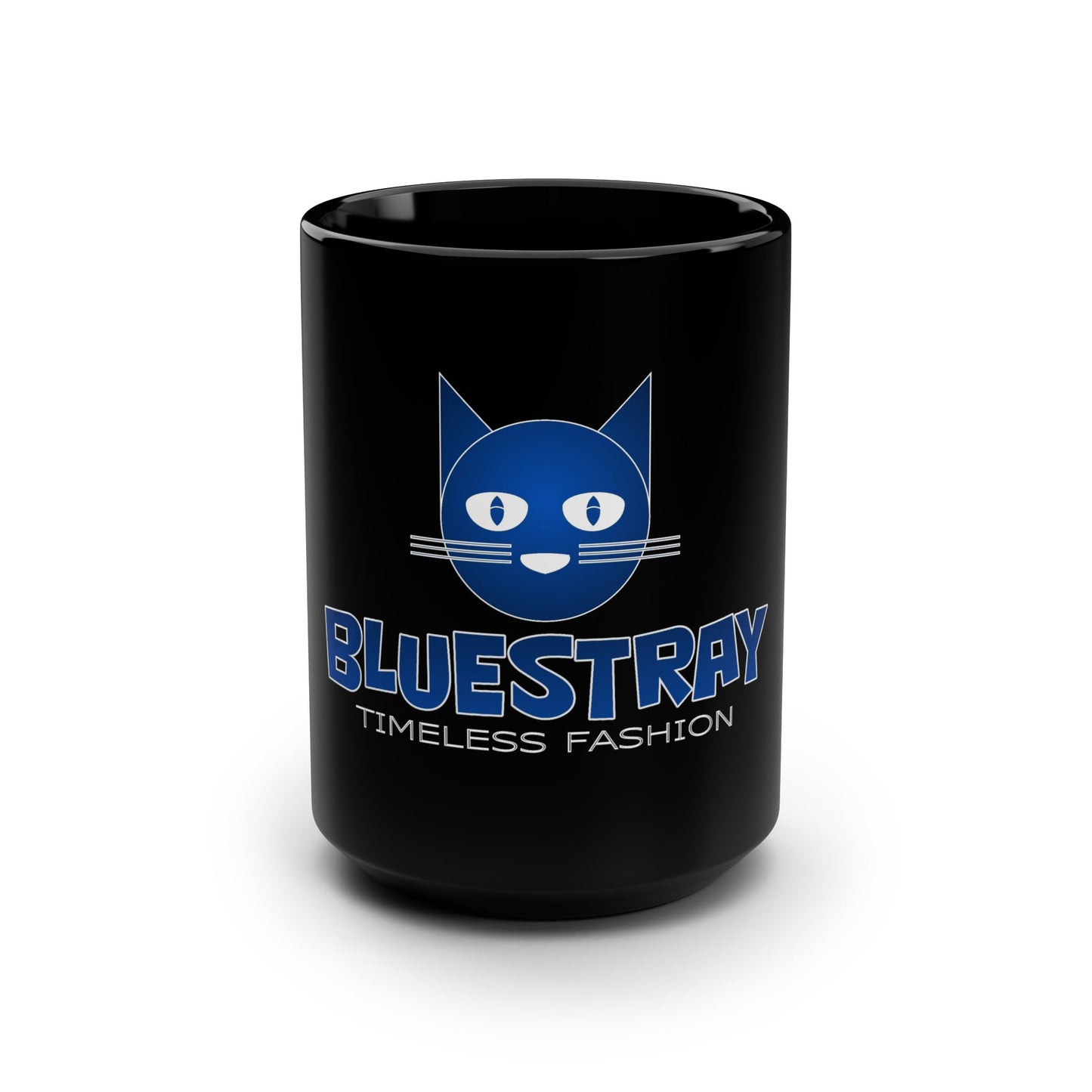 Bluestray Black 15oz Mug — Cat Logo "Timeless Fashion" Coffee Cup