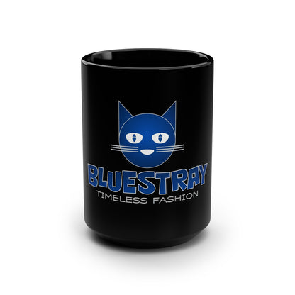 Bluestray Black 15oz Mug — Cat Logo "Timeless Fashion" Coffee Cup