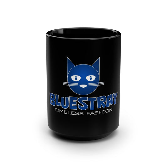 Bluestray Black 15oz Mug — Cat Logo "Timeless Fashion" Coffee Cup