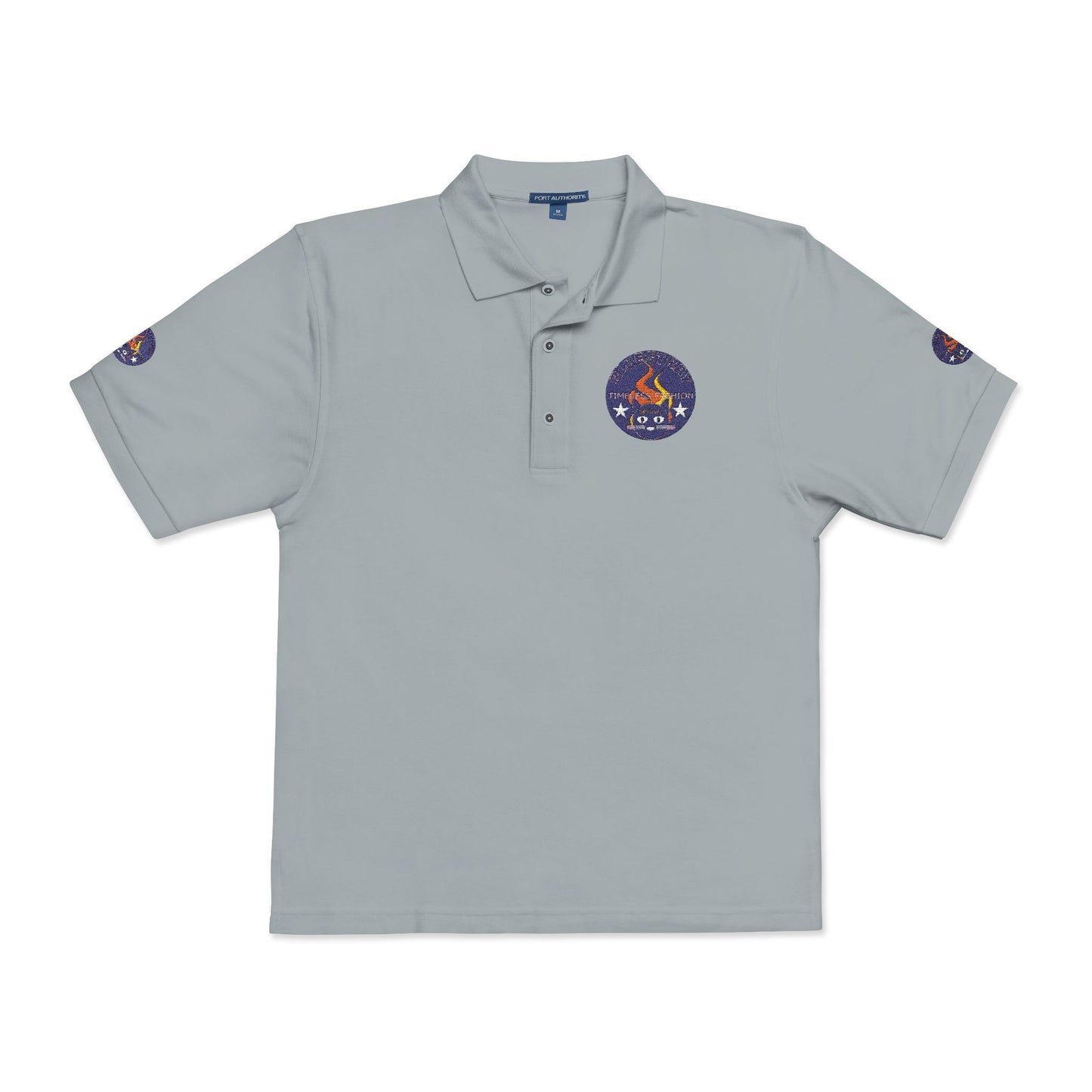 Embroidered Campfire Badge Polo — Outdoor Adventure Bluestray Logo Shirt