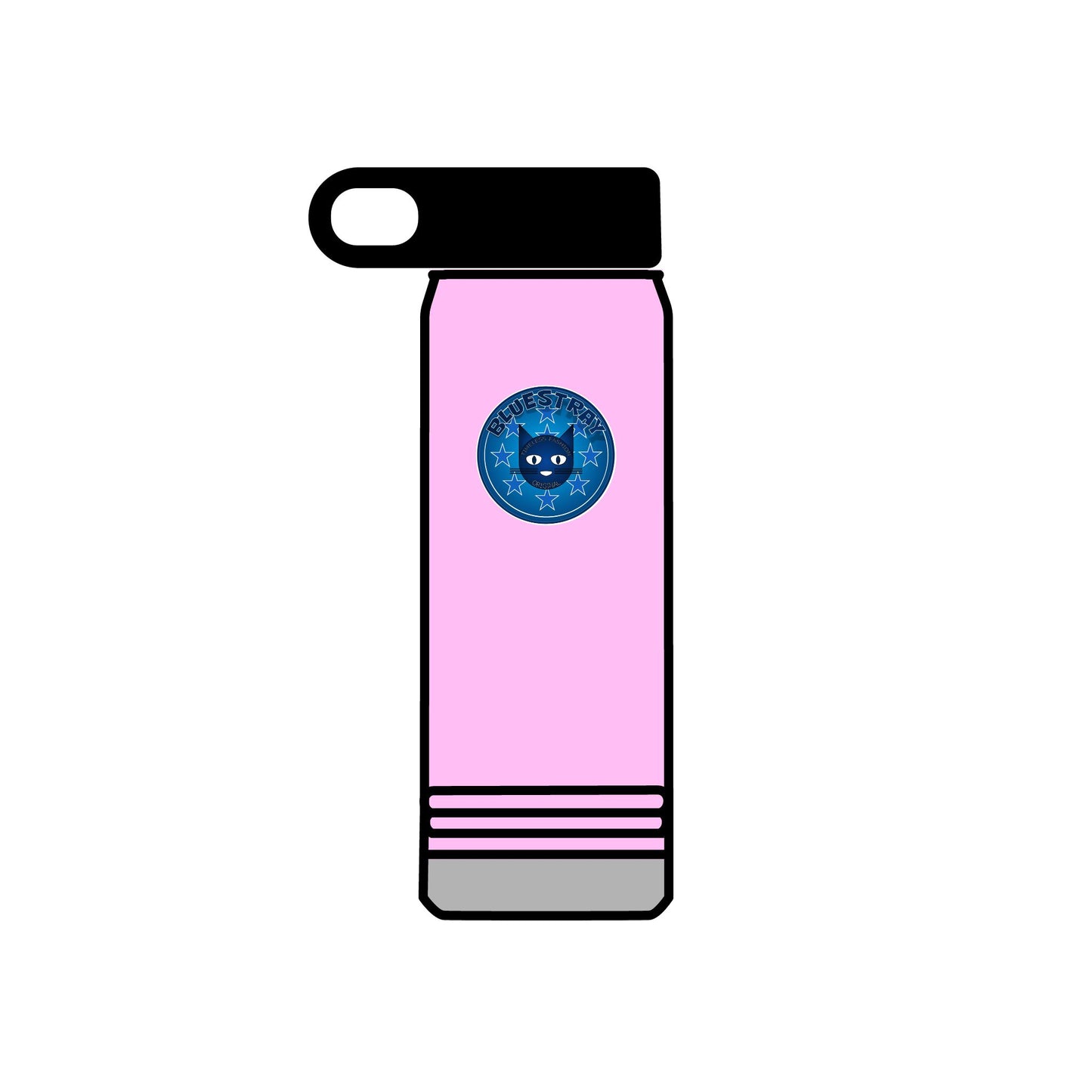 20oz Stainless Water Bottle with Bluestray Galaxy Cat Sticker — Cute Space Kitty Travel Bottle