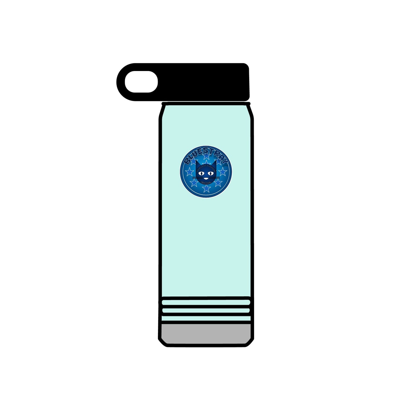 20oz Stainless Water Bottle with Bluestray Galaxy Cat Sticker — Cute Space Kitty Travel Bottle