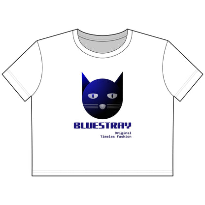 Cat Face Cropped Tee — Women's Boxy Bluestray Cat Graphic Shirt