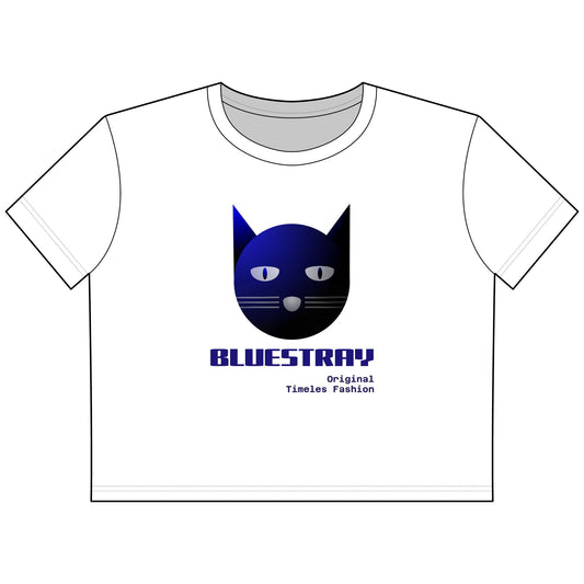 Cat Face Cropped Tee — Women's Boxy Bluestray Cat Graphic Shirt