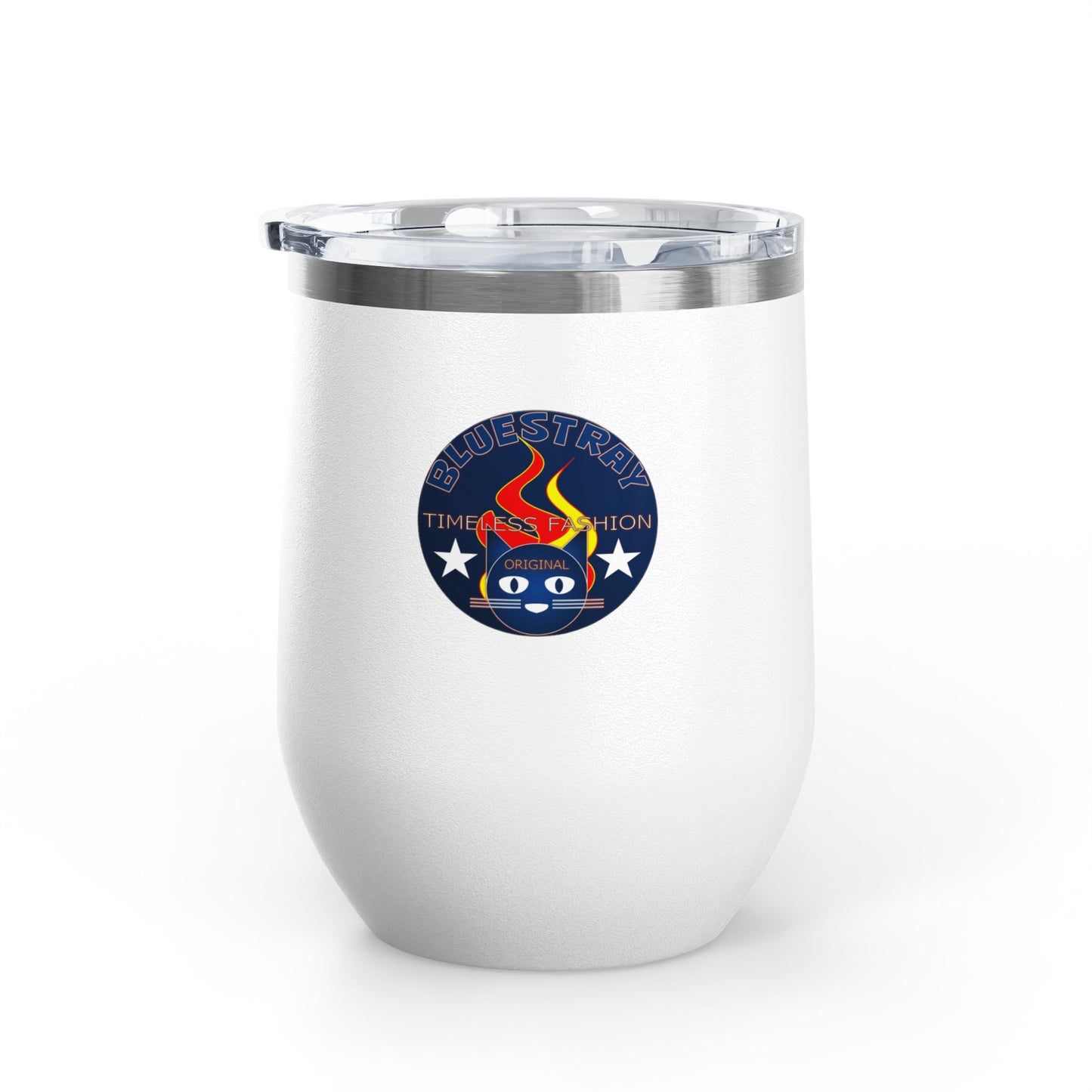 12oz Wine Tumbler — Fire & Flag Bluestray Logo Stainless Insulated Wine Cup many Colors