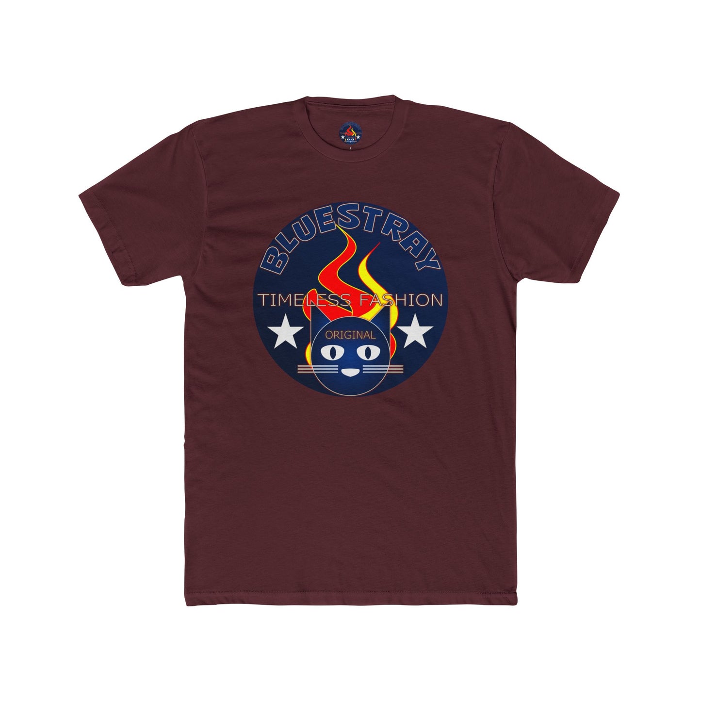 Retro Cat Flame Logo Tee — Bluestay Time & Motion Graphic T-Shirt