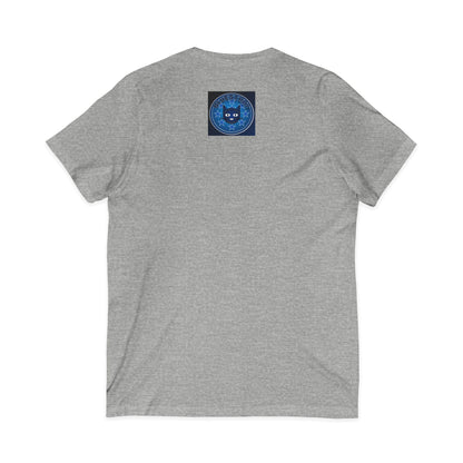 Bluestray Cat V-Neck Tee — Retro Night Sky Cat Graphic Shirt